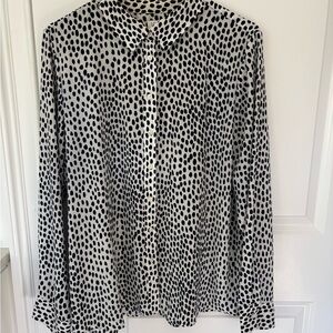 J Crew Black and White Polka Dot Blouse
